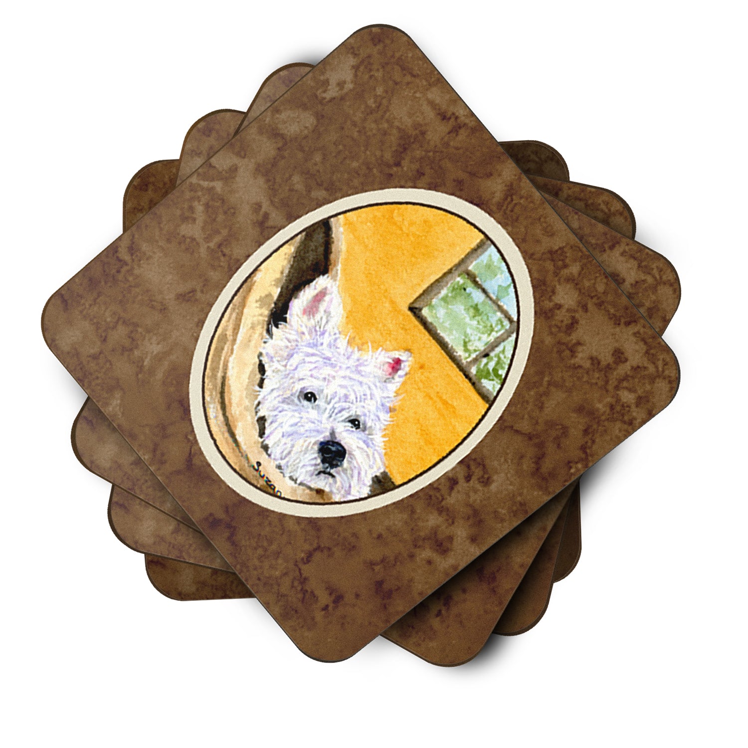 Set of 4 Westie Foam Coasters - the-store.com