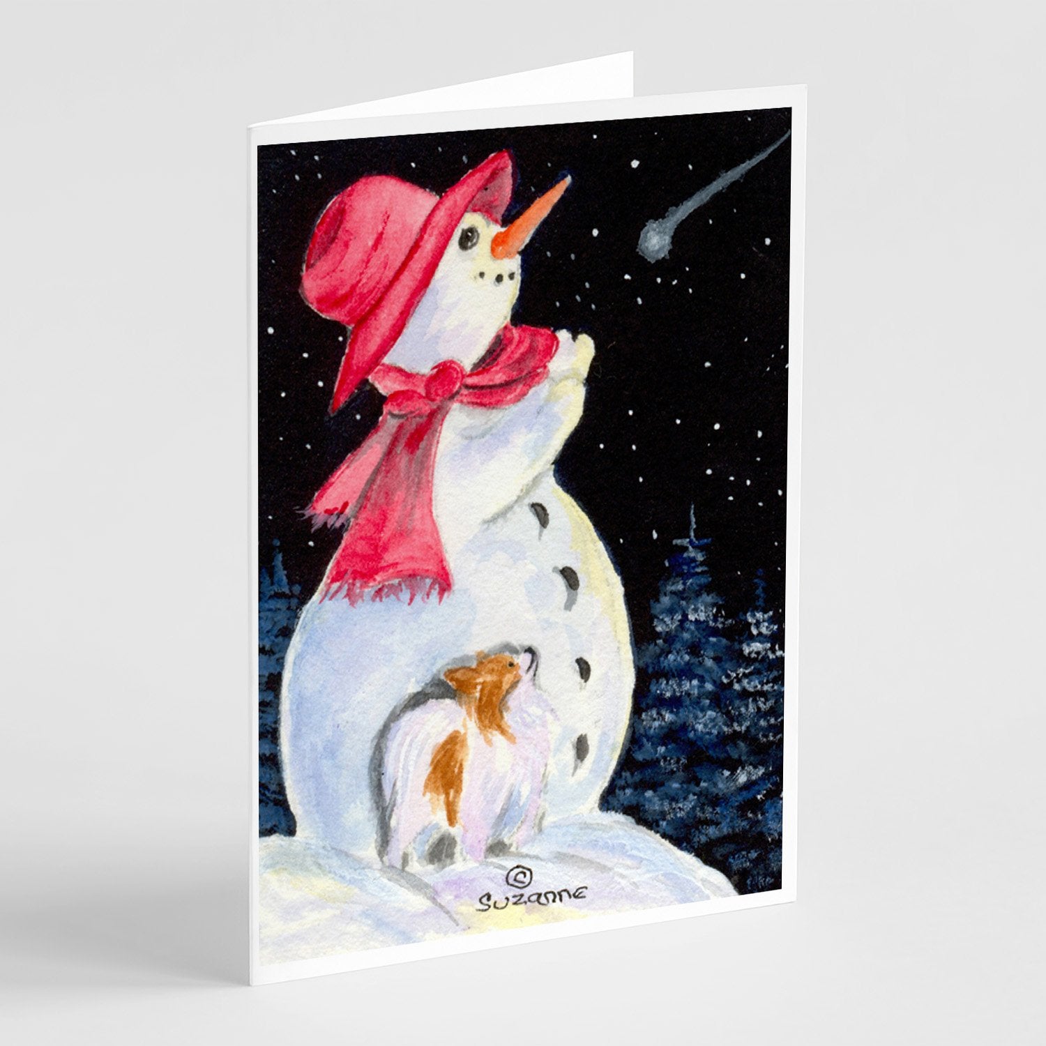 Buy this Snowman with Papillon Greeting Cards and Envelopes Pack of 8