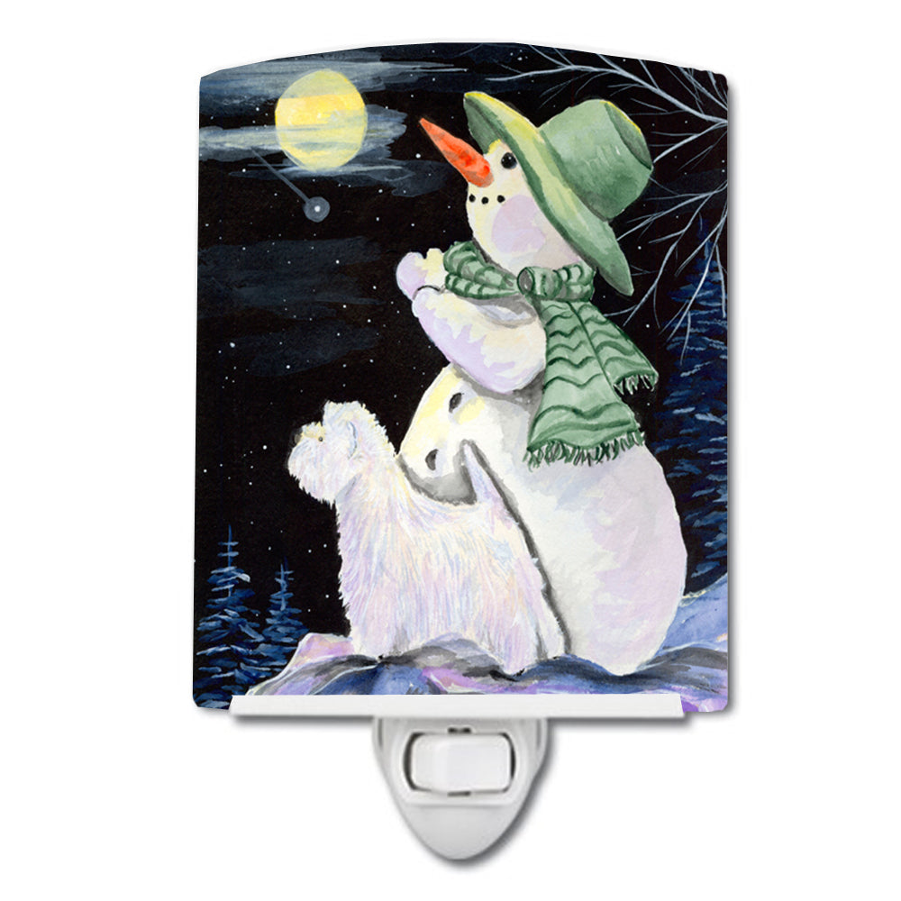 Snowman with Westie Ceramic Night Light SS8797CNL - the-store.com