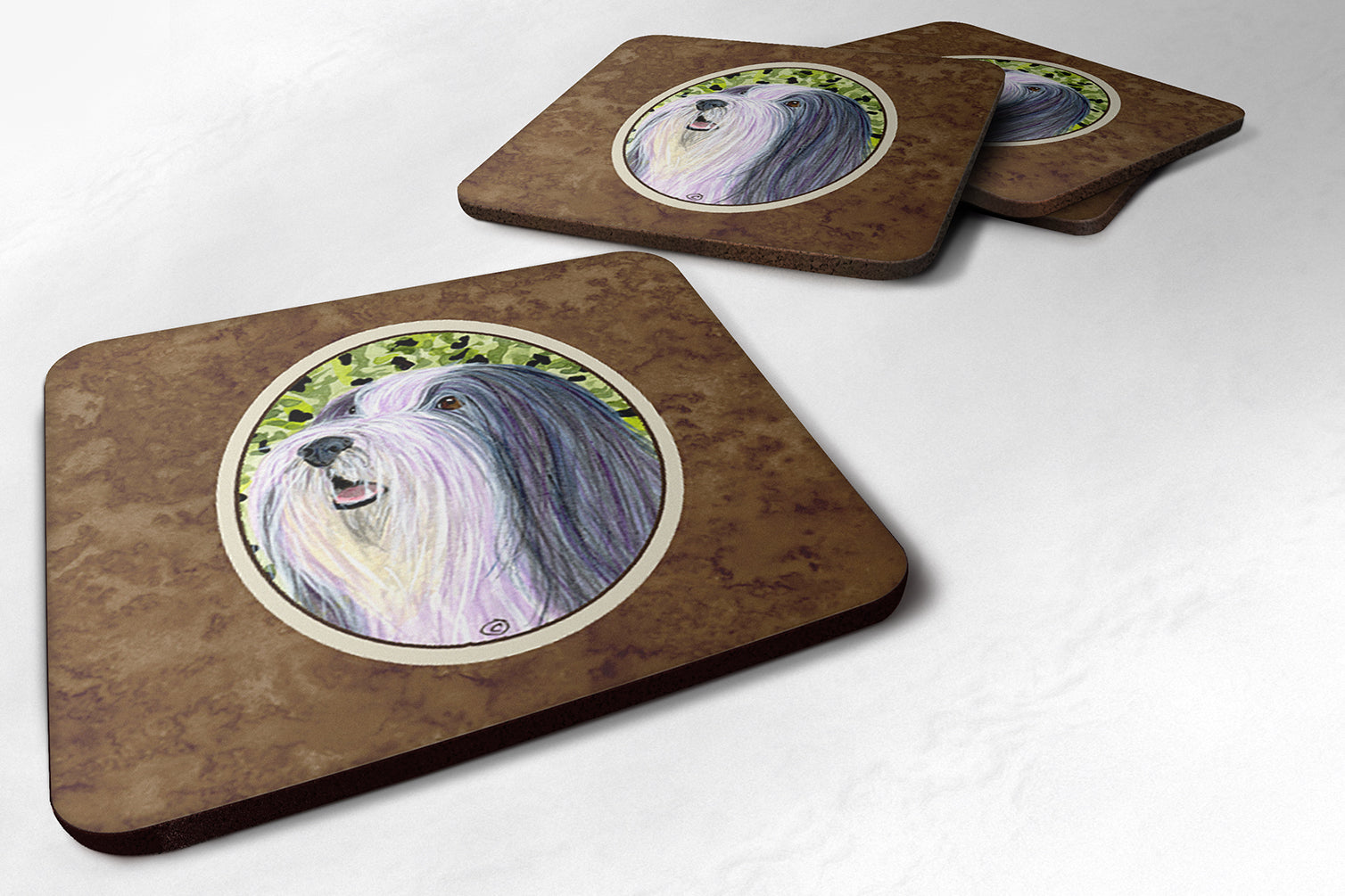 Set of 4 Bearded Collie Foam Coasters - the-store.com