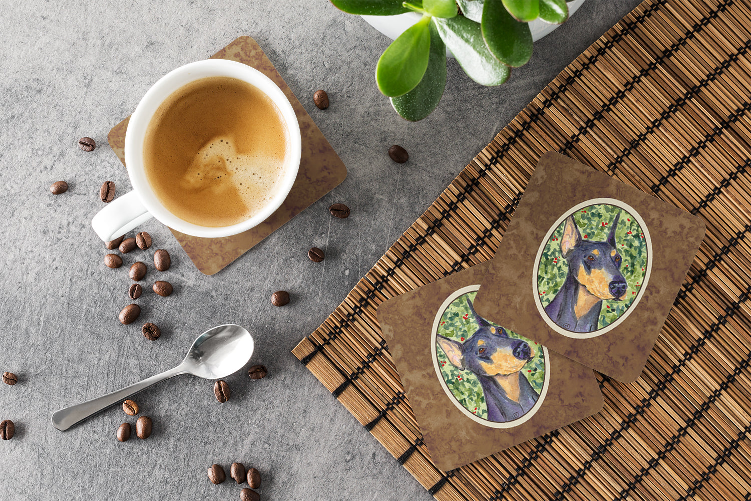 Set of 4 Doberman Foam Coasters - the-store.com