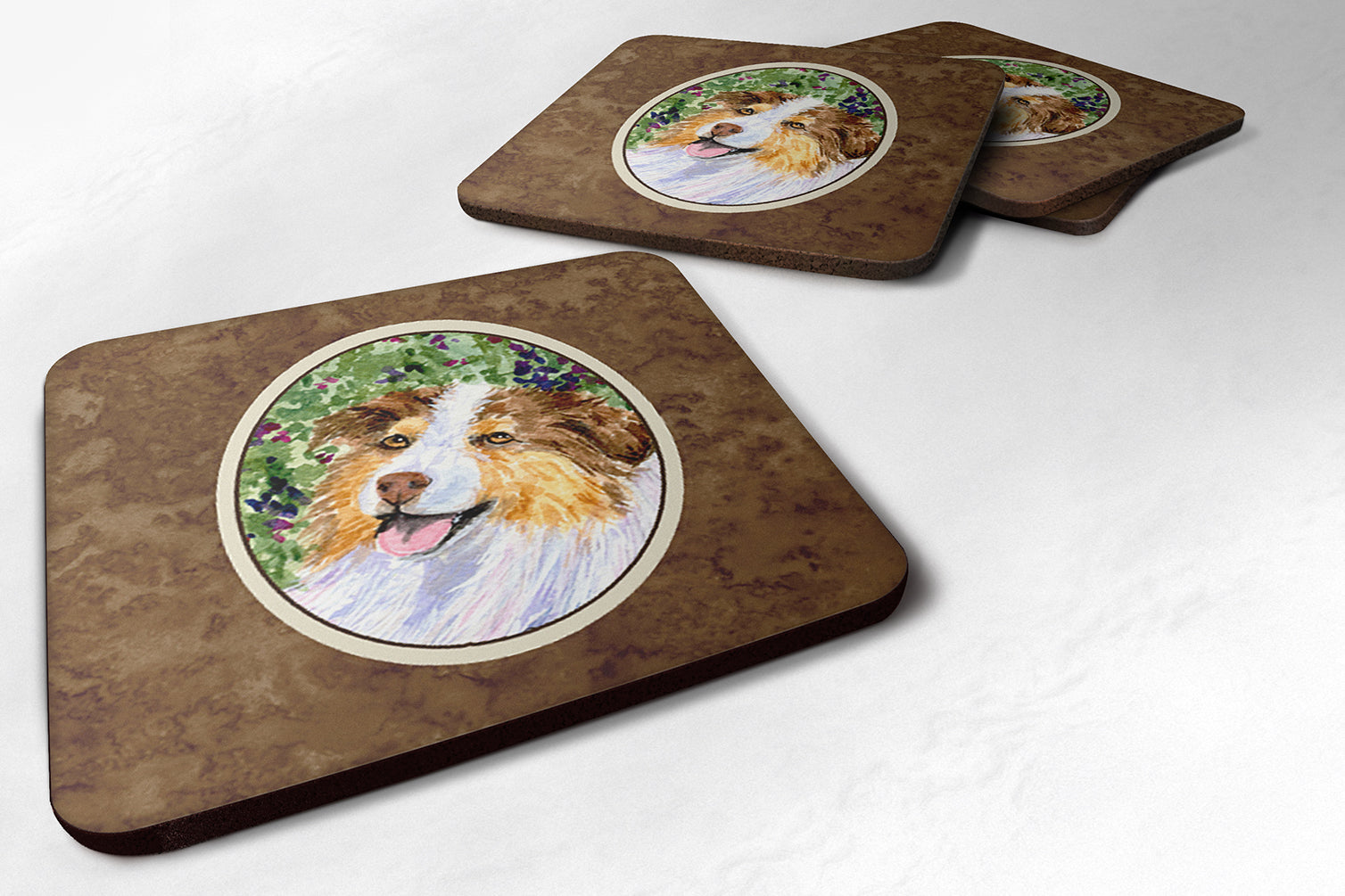 Set of 4 Australian Shepherd Foam Coasters - the-store.com