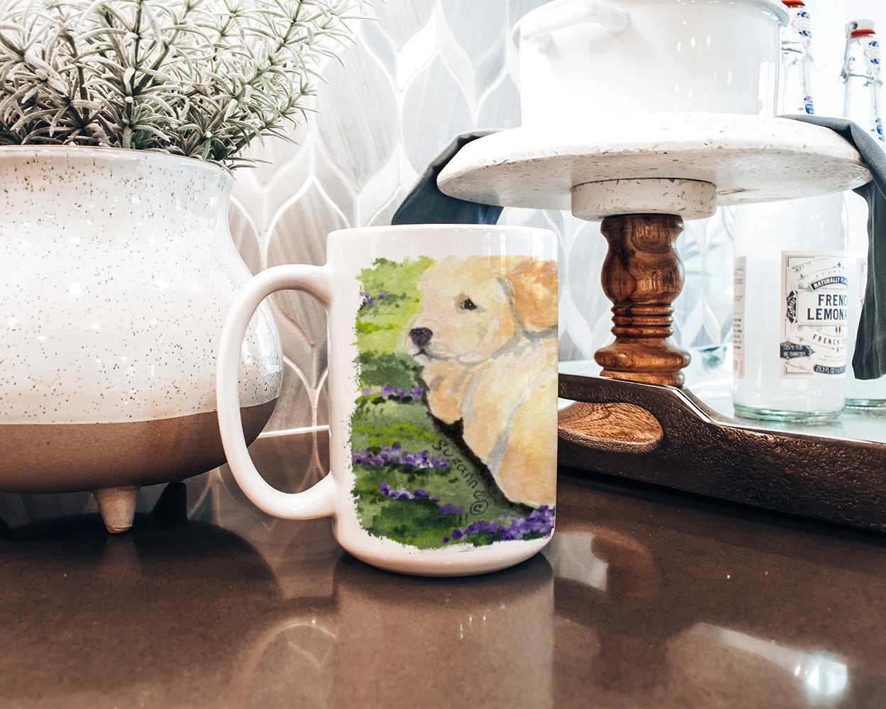 Golden Retriever Dishwasher Safe Microwavable Ceramic Coffee Mug 15 ounce SS8833CM15  the-store.com.