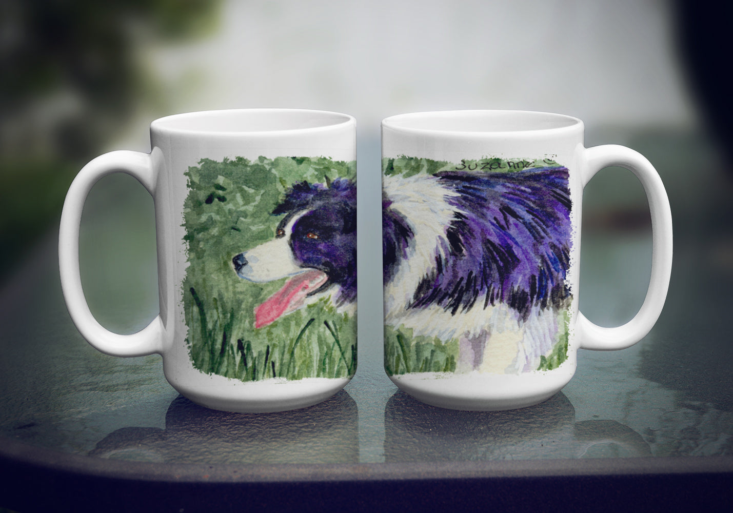 Border Collie Dishwasher Safe Microwavable Ceramic Coffee Mug 15 ounce SS8843CM15  the-store.com.