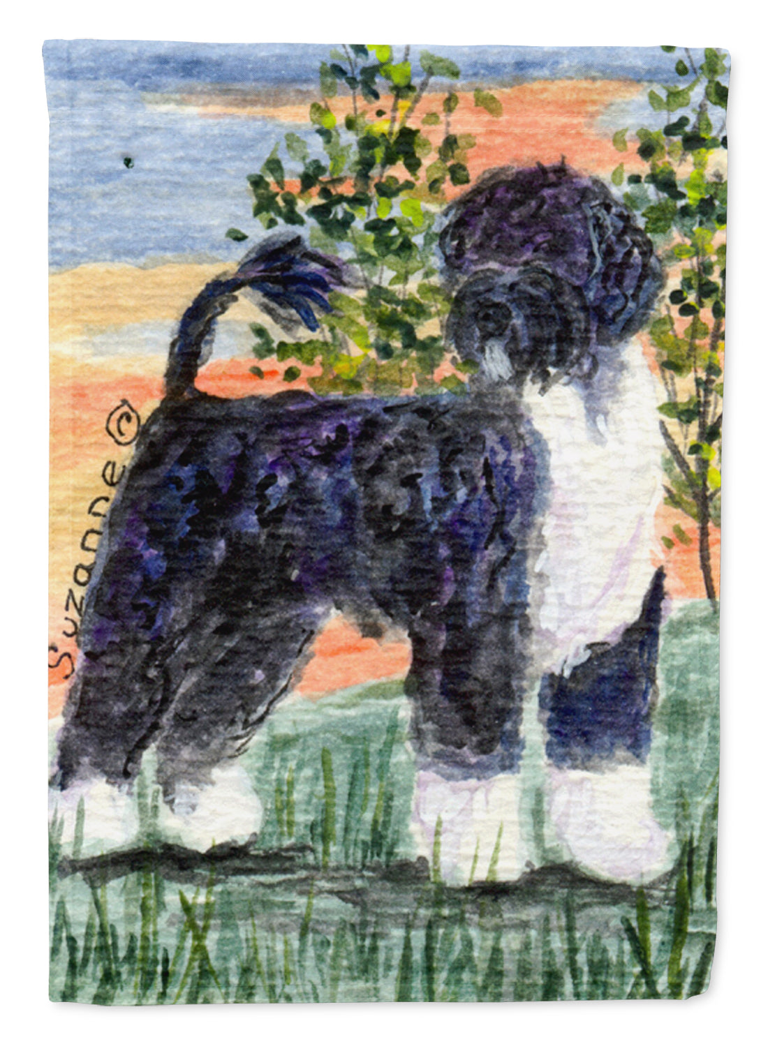 Portuguese Water Dog Flag Garden Size.