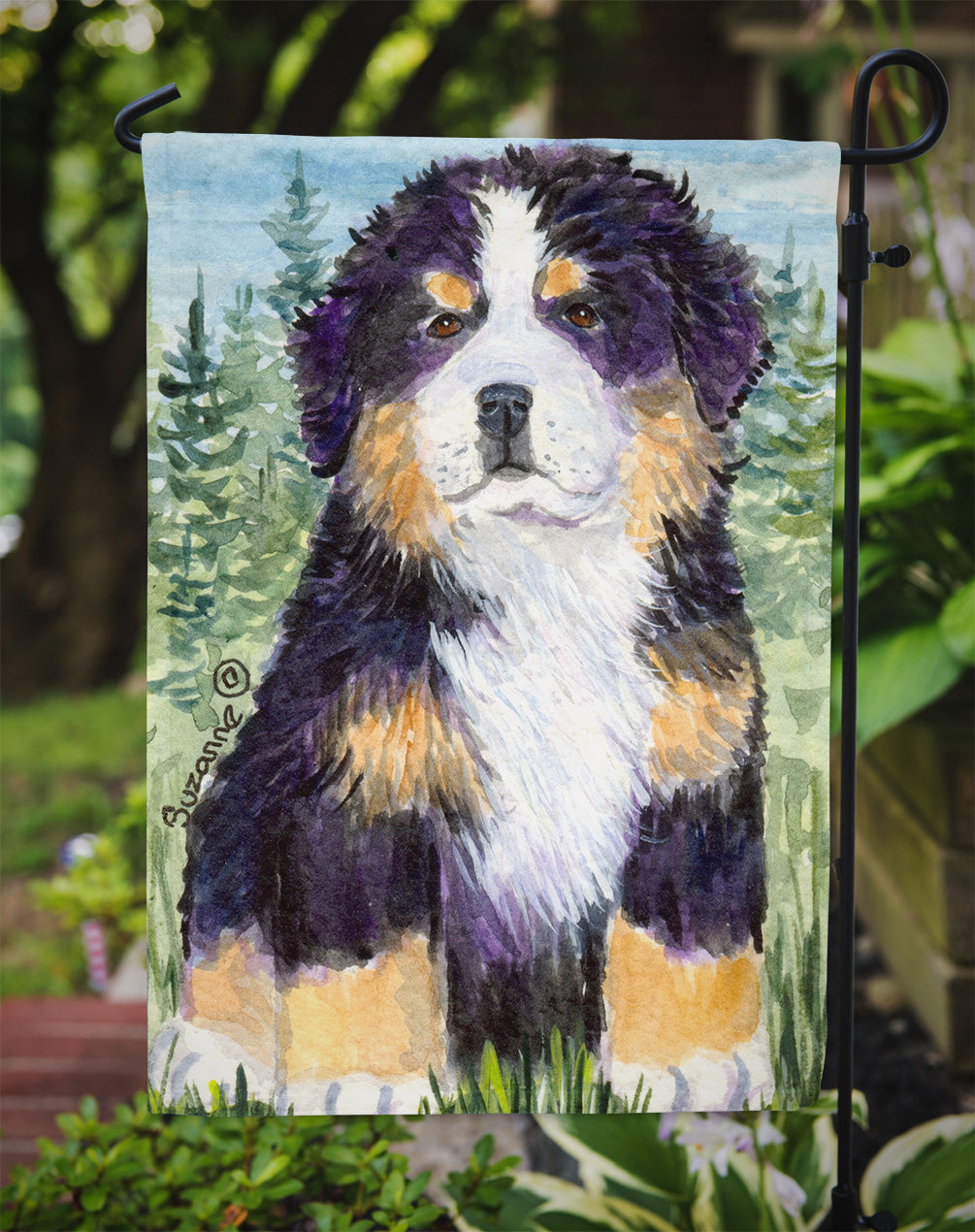 Bernese Mountain Dog Flag Garden Size.