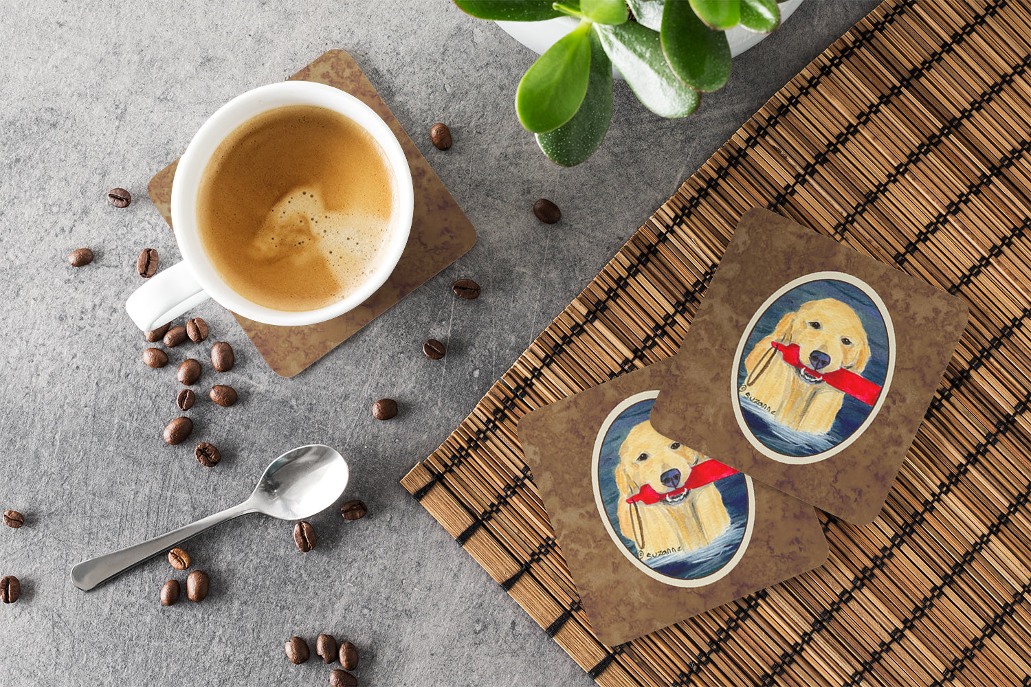 Set of 4 Golden Retriever Foam Coasters - the-store.com