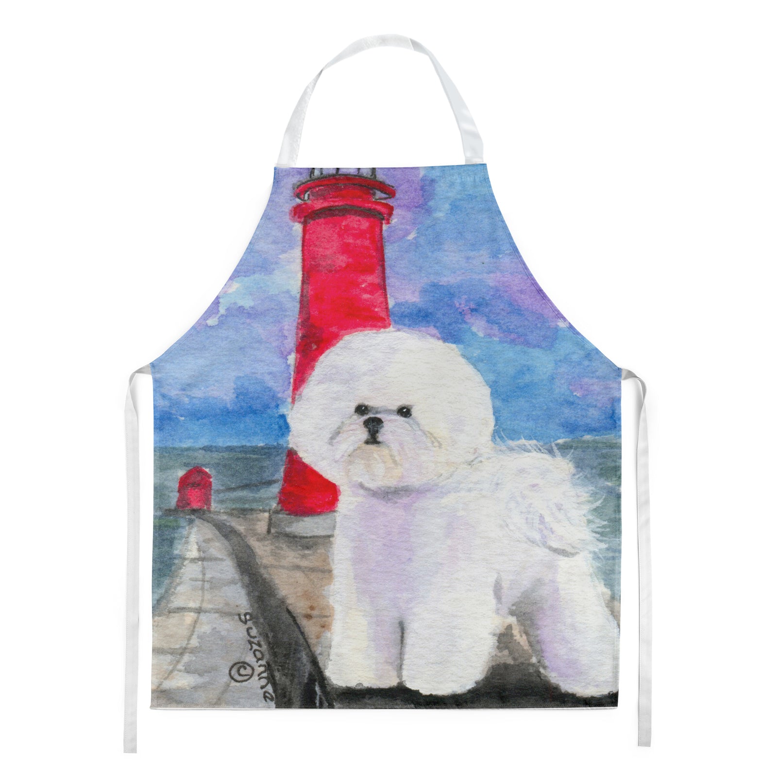 Lighthouse with Bichon Frise Apron - the-store.com