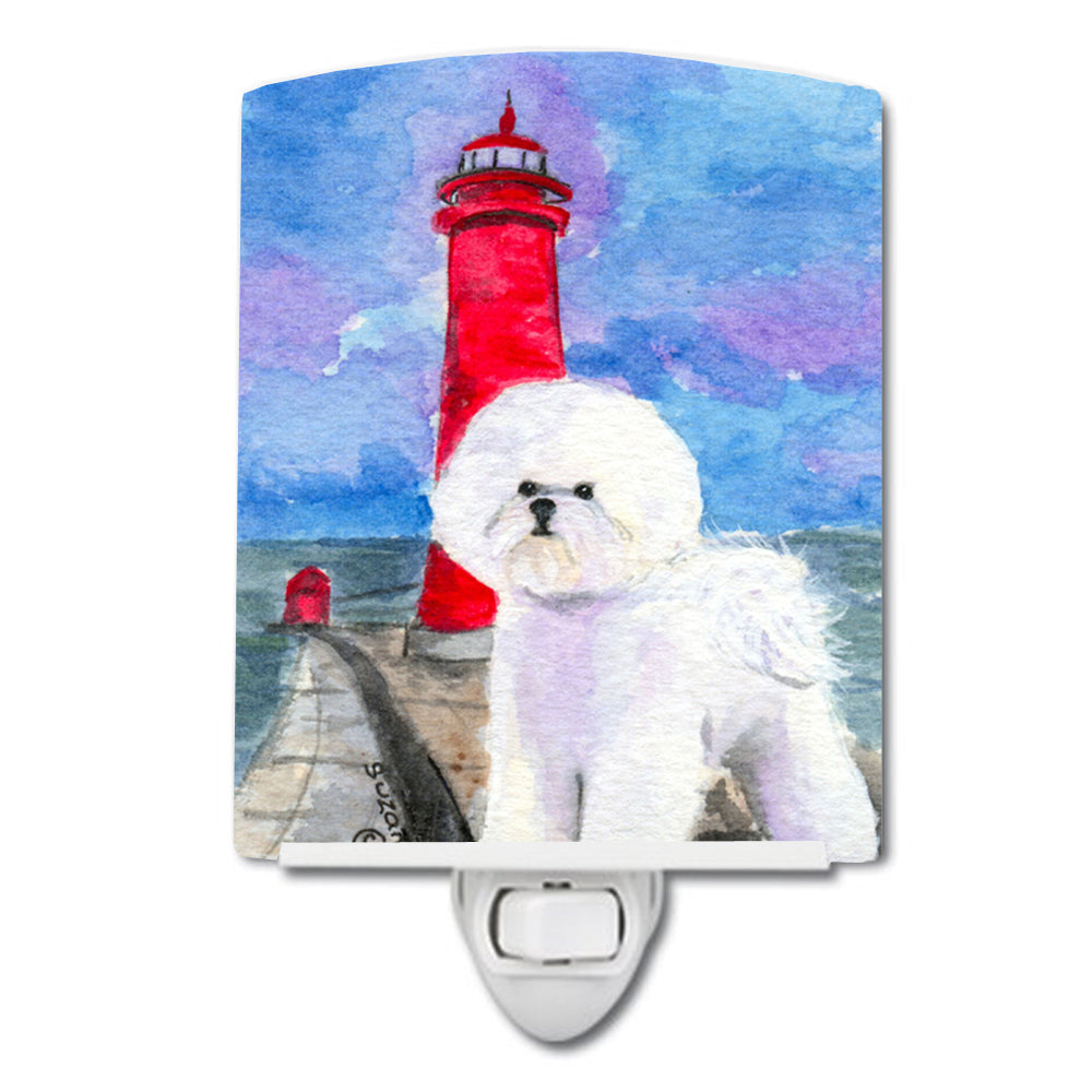 Lighthouse with Bichon Frise Ceramic Night Light SS8891CNL - the-store.com