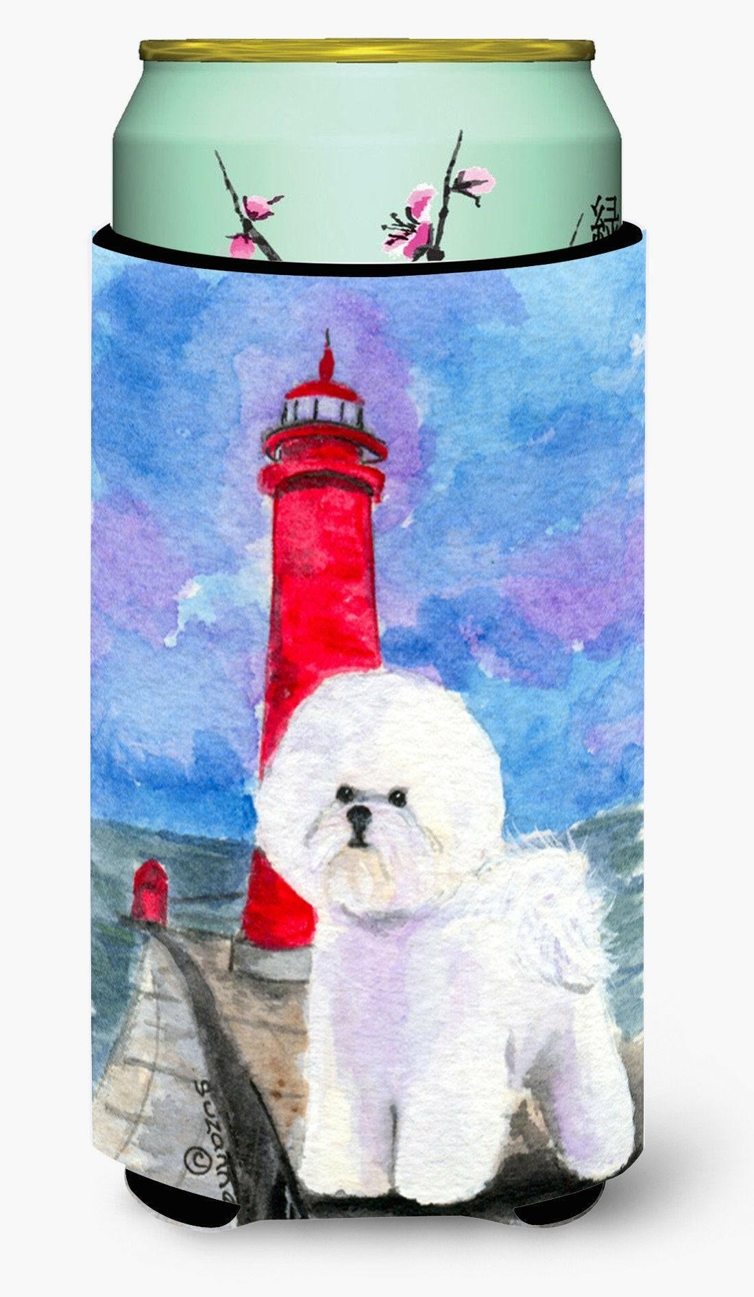 Lighthouse with Bichon Frise  Tall Boy Beverage Insulator Beverage Insulator Hugger by Caroline's Treasures