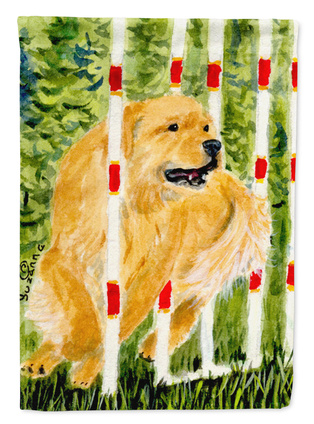 Golden Retriever Flag Canvas House Size  the-store.com.