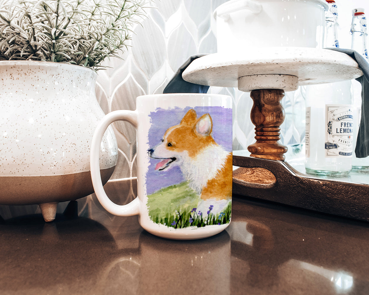 Corgi Dishwasher Safe Microwavable Ceramic Coffee Mug 15 ounce SS8912CM15  the-store.com.