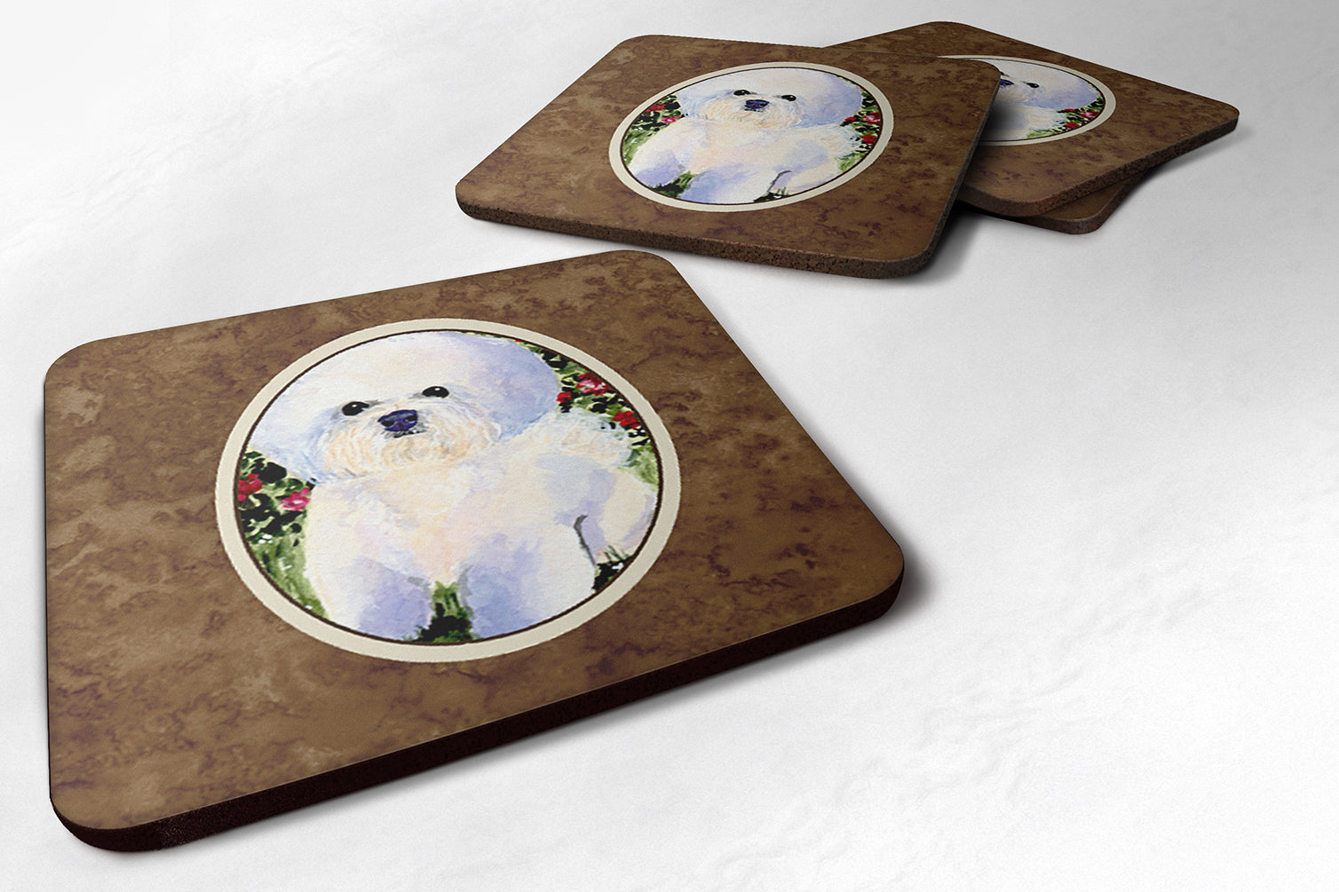 Set of 4 Bichon Frise Foam Coasters - the-store.com