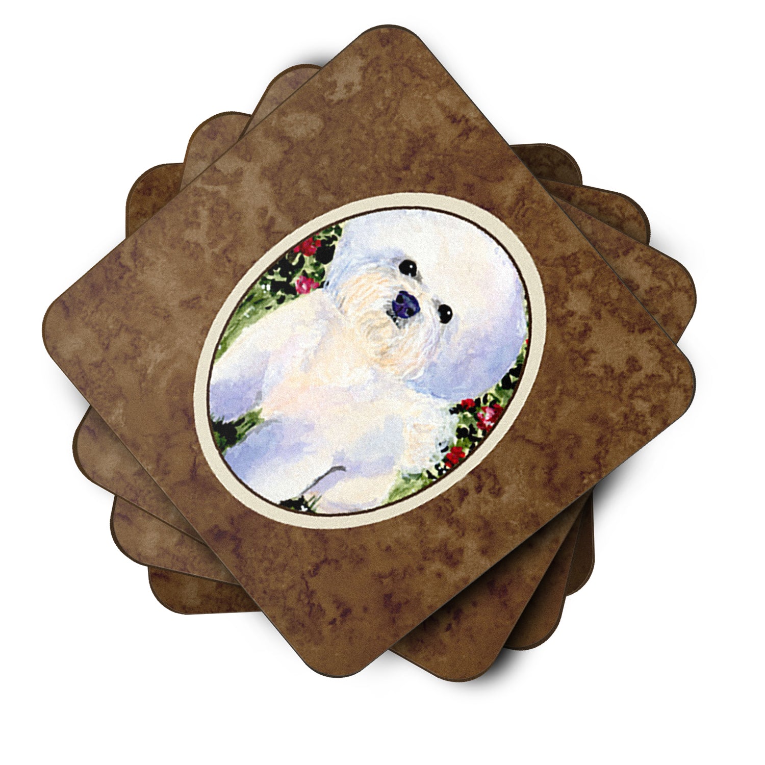 Set of 4 Bichon Frise Foam Coasters - the-store.com