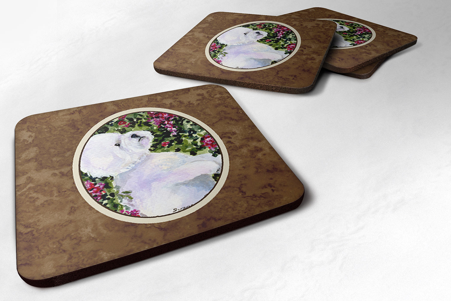 Set of 4 Bichon Frise Foam Coasters - the-store.com