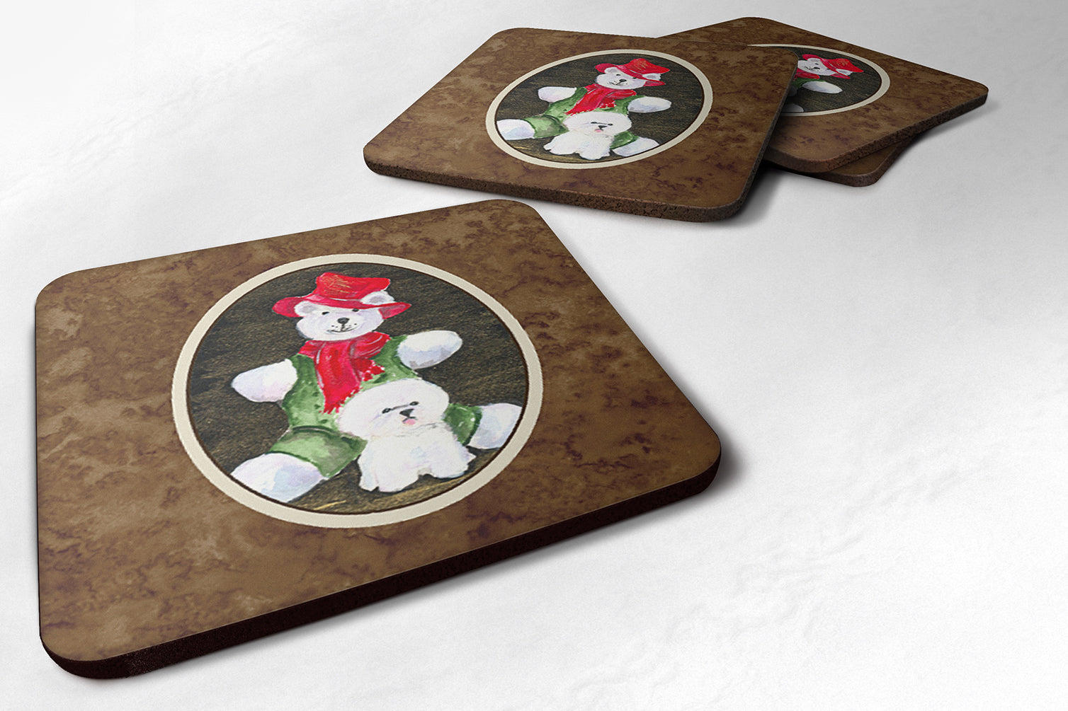 Set of 4 Bichon Frise Foam Coasters - the-store.com