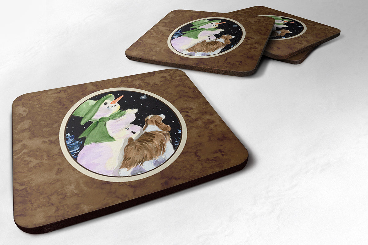 Snowman with English Springer Spaniel Foam Coasters Set of 4 - the-store.com