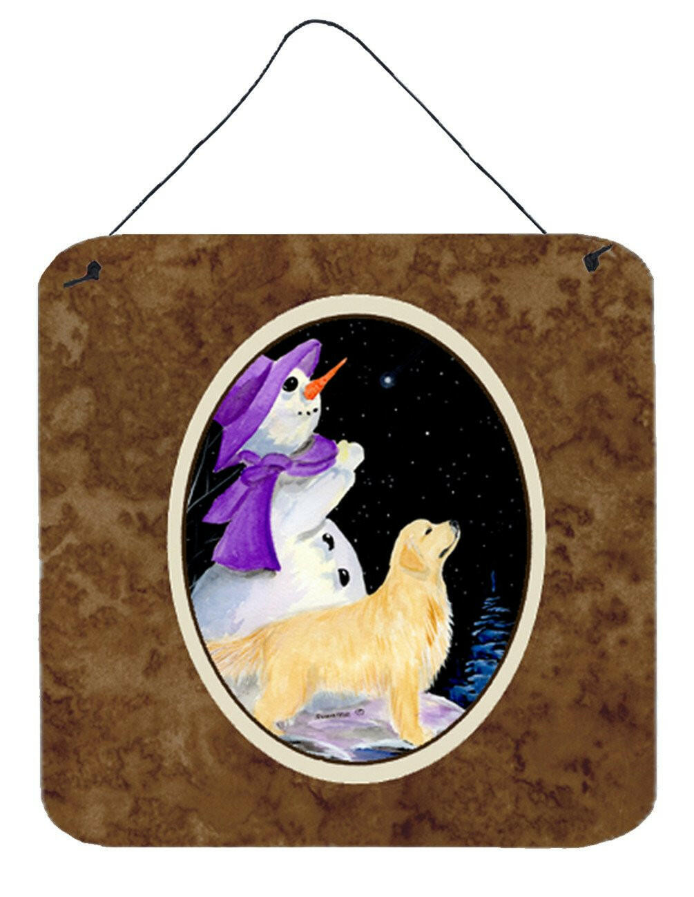 Snowman with Golden Retriever Aluminium Metal Wall or Door Hanging Prints by Caroline's Treasures