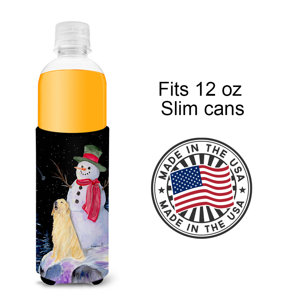 Snowman with Golden Retriever Ultra Beverage Insulators for slim cans SS8951MUK.