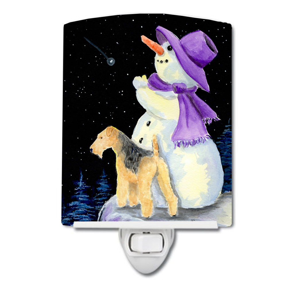 Snowman with Lakeland Terrier Ceramic Night Light SS8956CNL - the-store.com