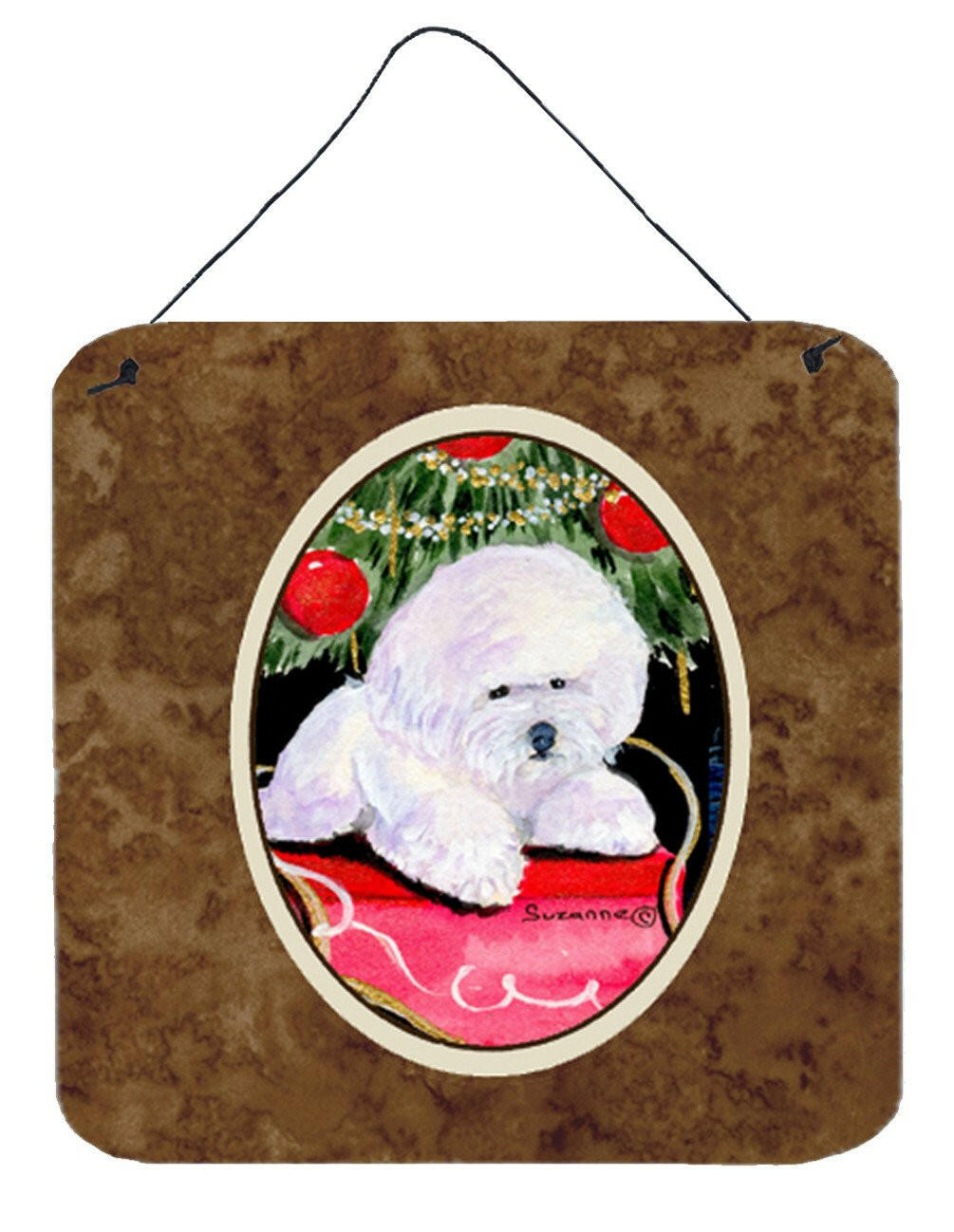 Christmas Tree with  Bichon Frise Aluminium Metal Wall or Door Hanging Prints by Caroline's Treasures