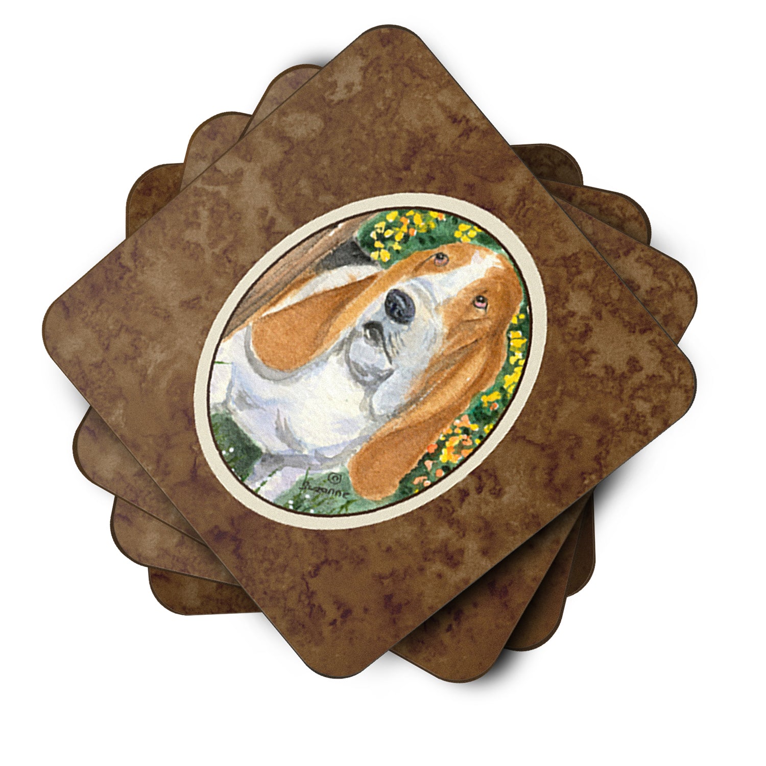 Set of 4 Basset Hound Foam Coasters - the-store.com