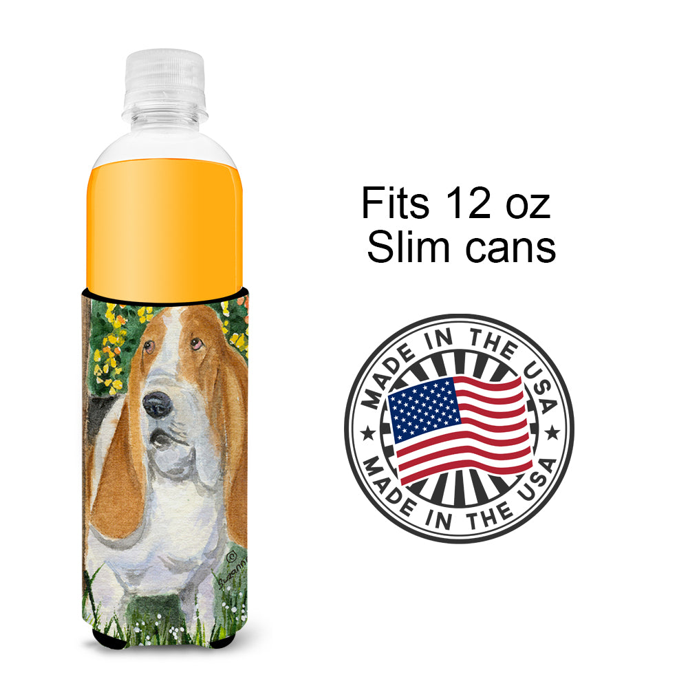 Basset Hound Ultra Beverage Insulators for slim cans SS8964MUK.