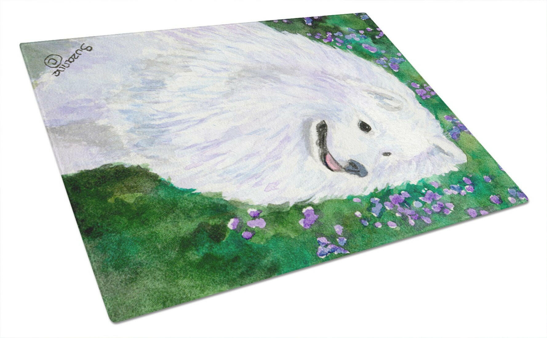 American Eskimo Glass Cutting Board Large by Caroline's Treasures