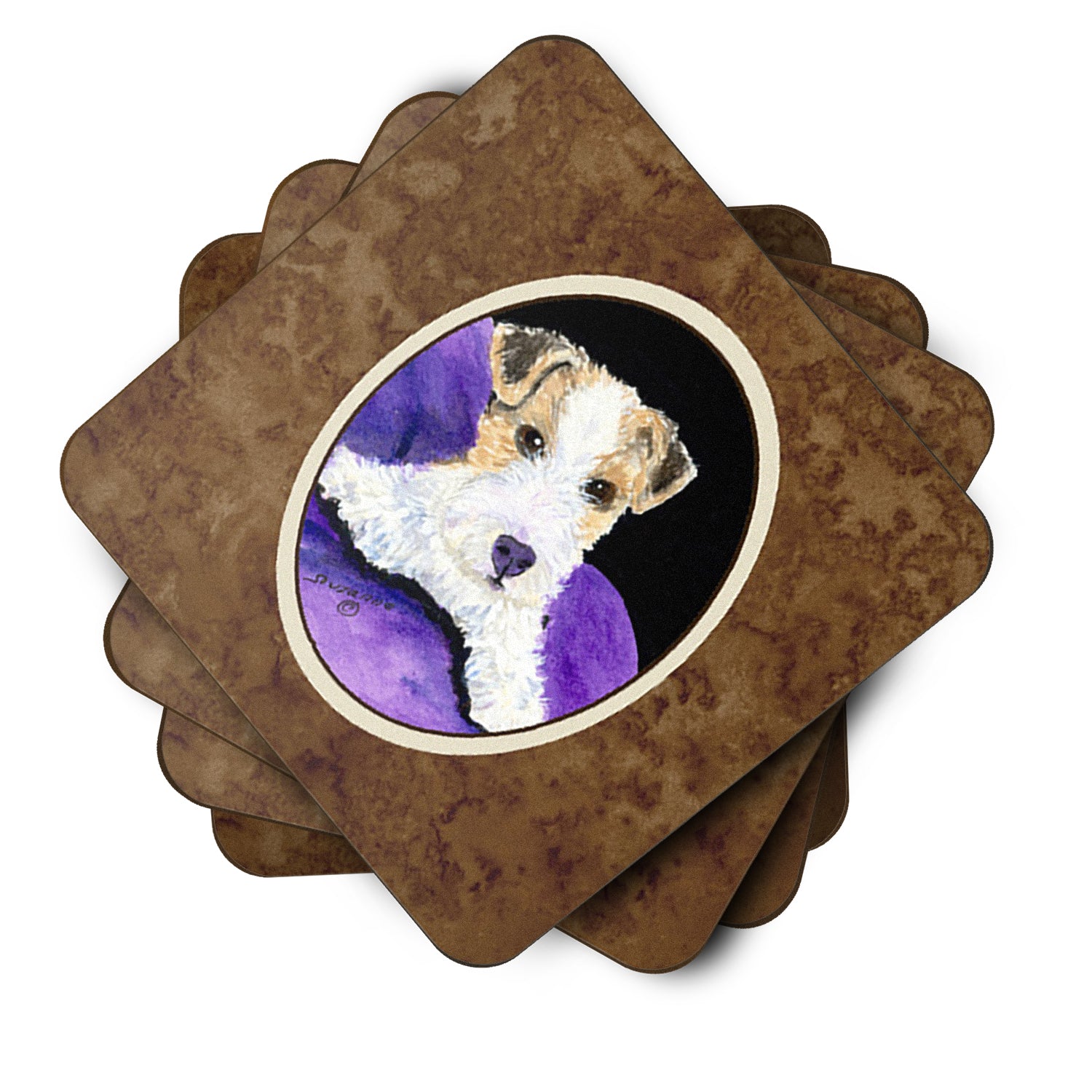 Set of 4 Fox Terrier Foam Coasters - the-store.com