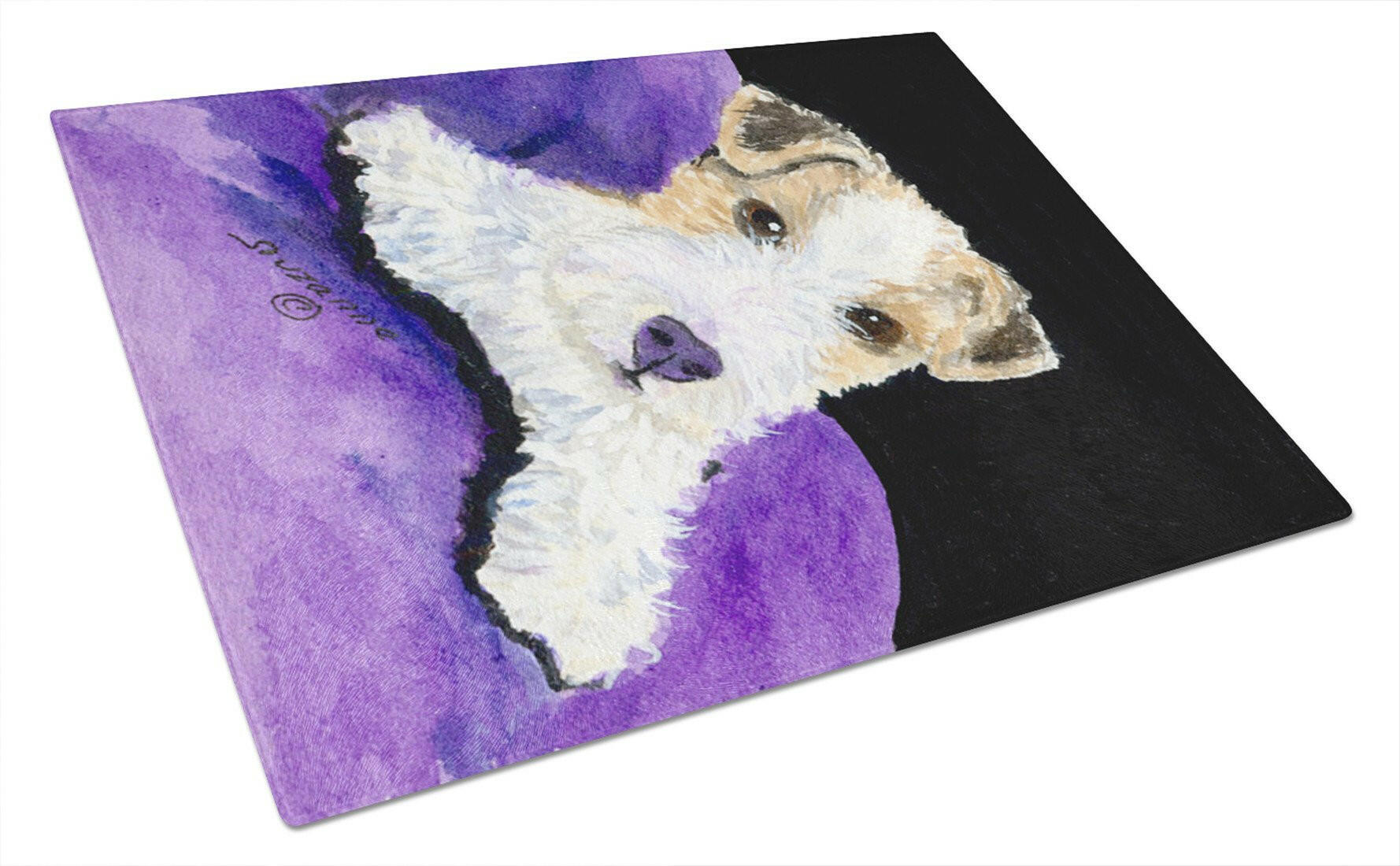 Fox Terrier Glass Cutting Board Large by Caroline's Treasures