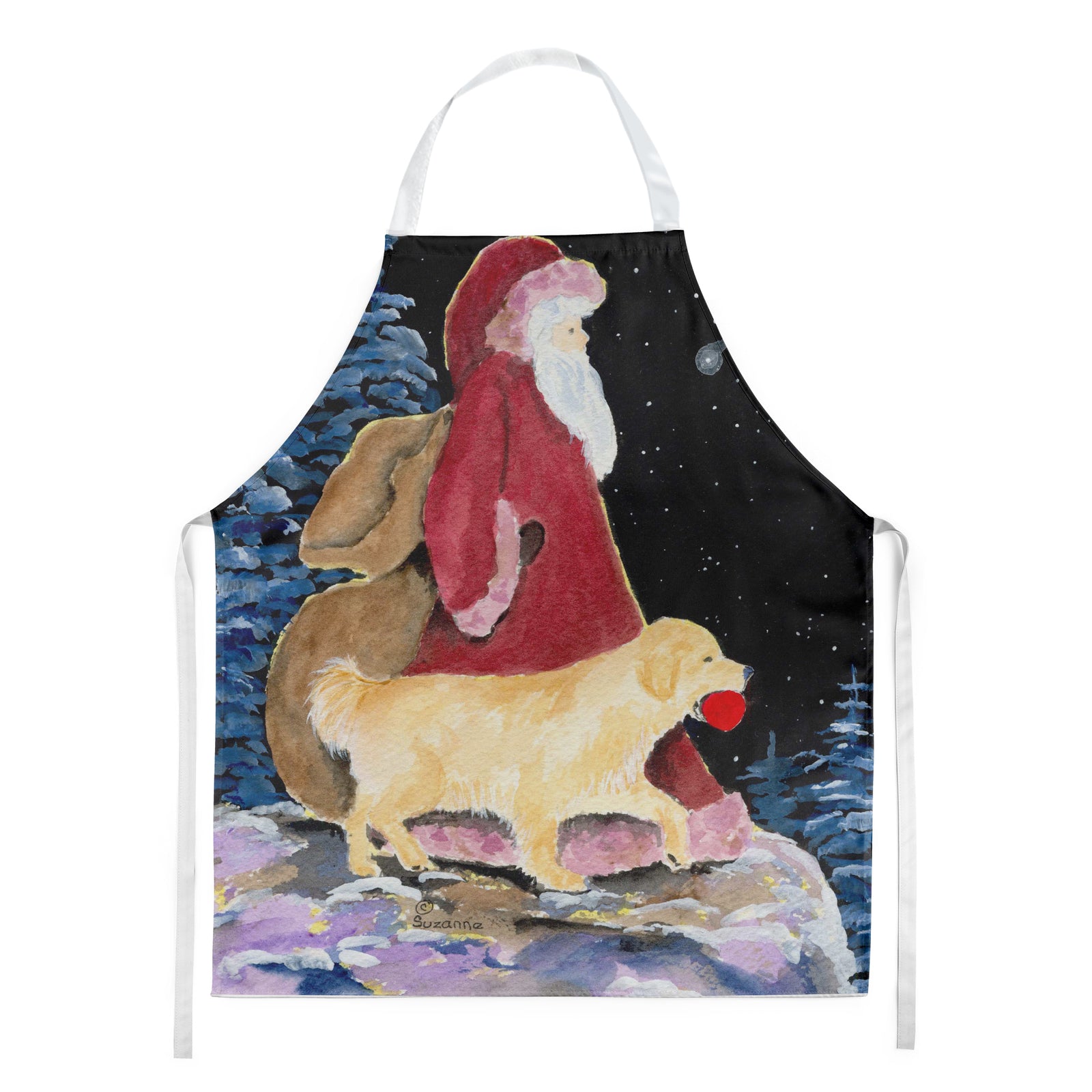 Santa Claus with  Golden Retriever Apron - the-store.com