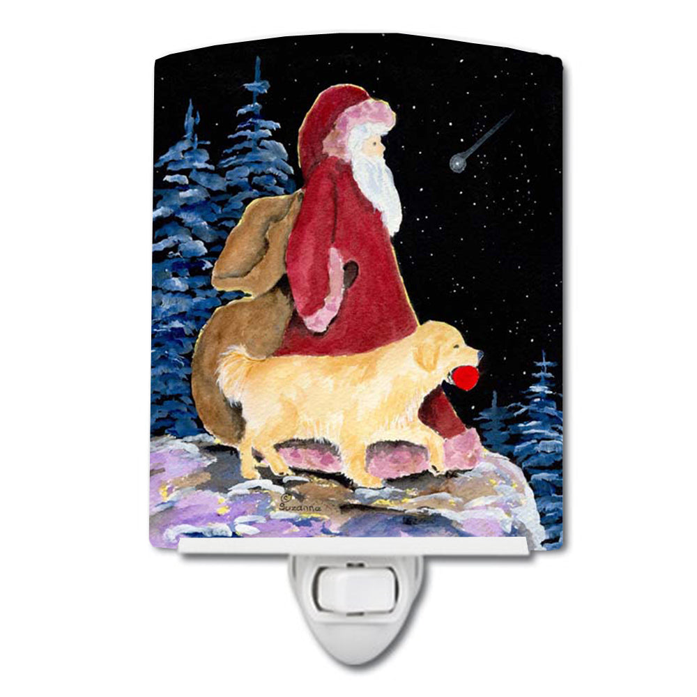 Santa Claus with  Golden Retriever Ceramic Night Light SS8973CNL - the-store.com