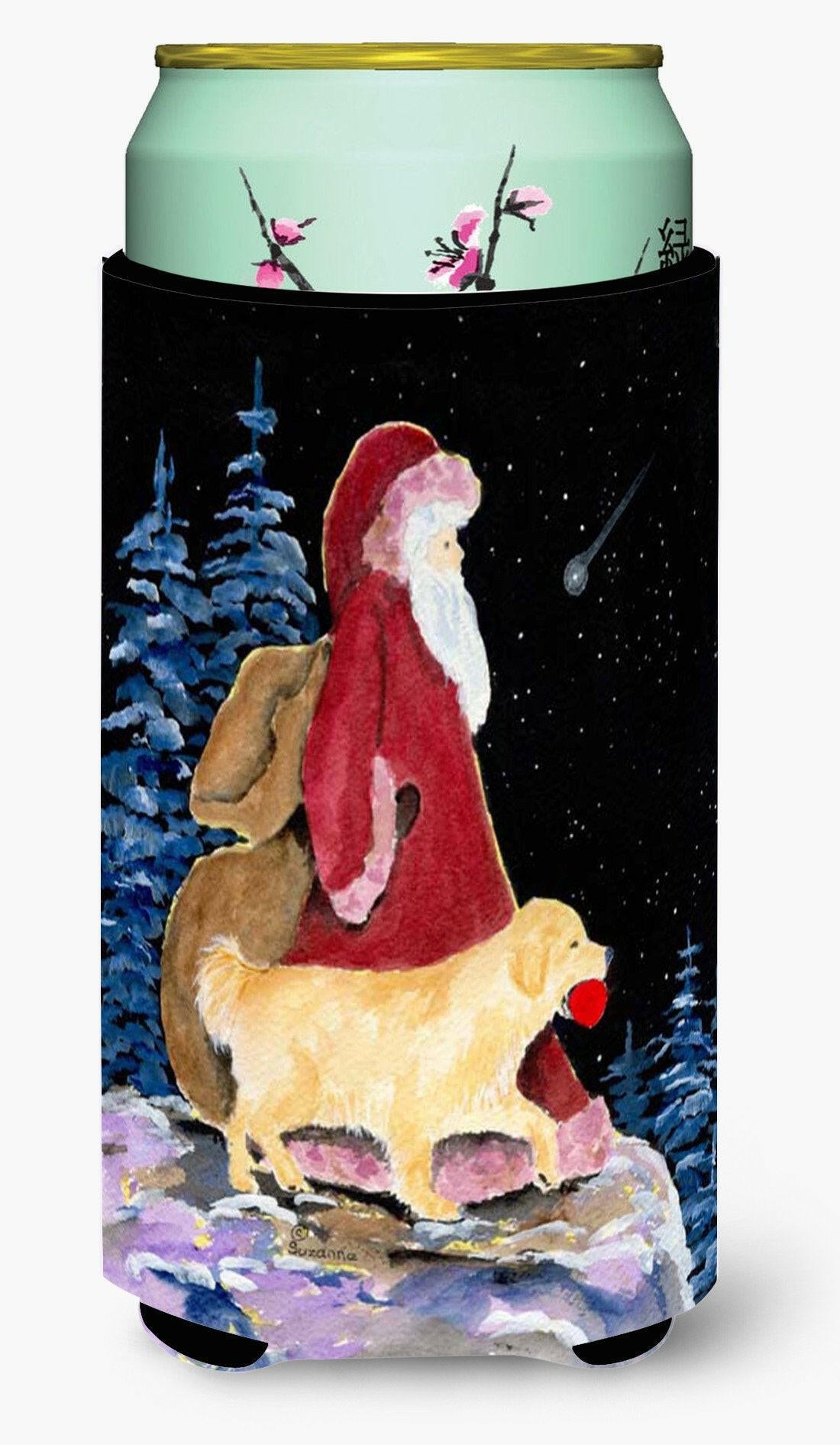 Santa Claus with  Golden Retriever  Tall Boy Beverage Insulator Beverage Insulator Hugger by Caroline's Treasures