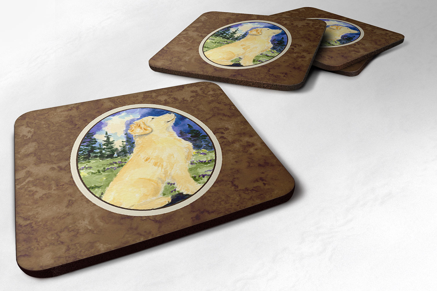 Set of 4 Golden Retriever Foam Coasters - the-store.com