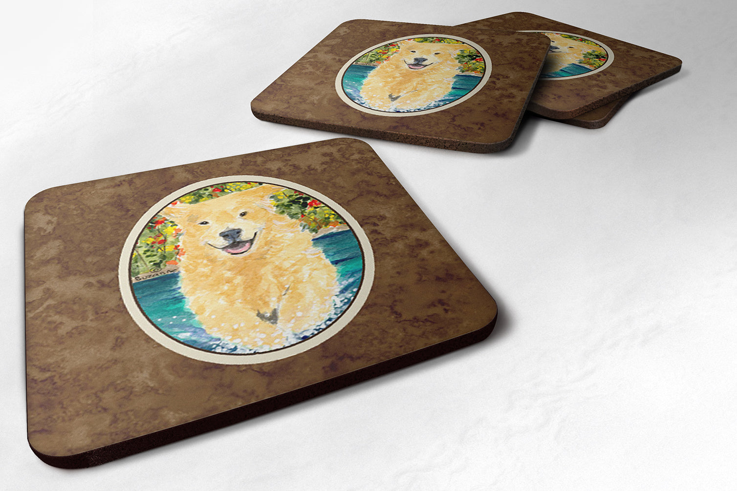 Set of 4 Golden Retriever Foam Coasters - the-store.com