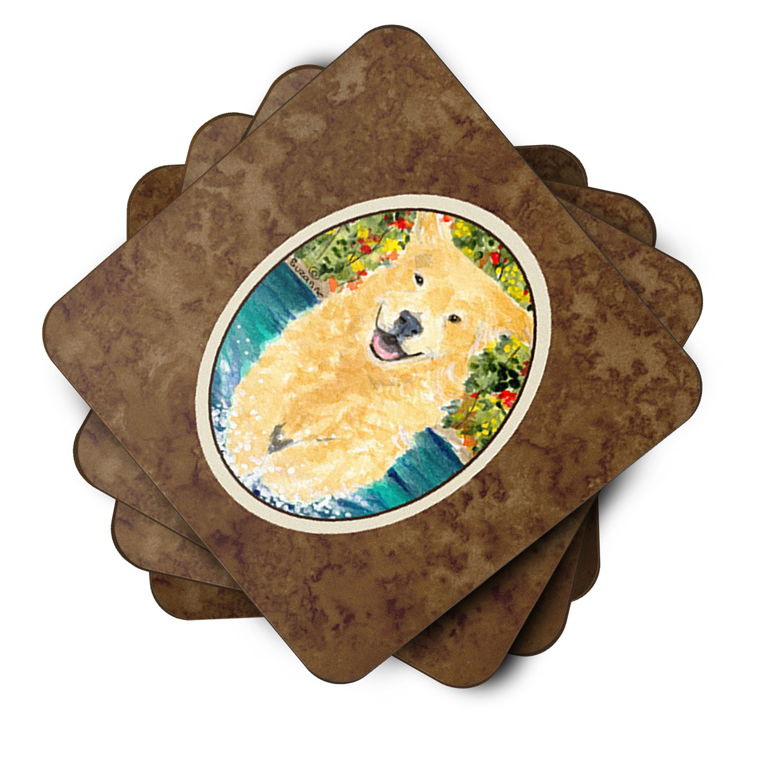 Set of 4 Golden Retriever Foam Coasters - the-store.com