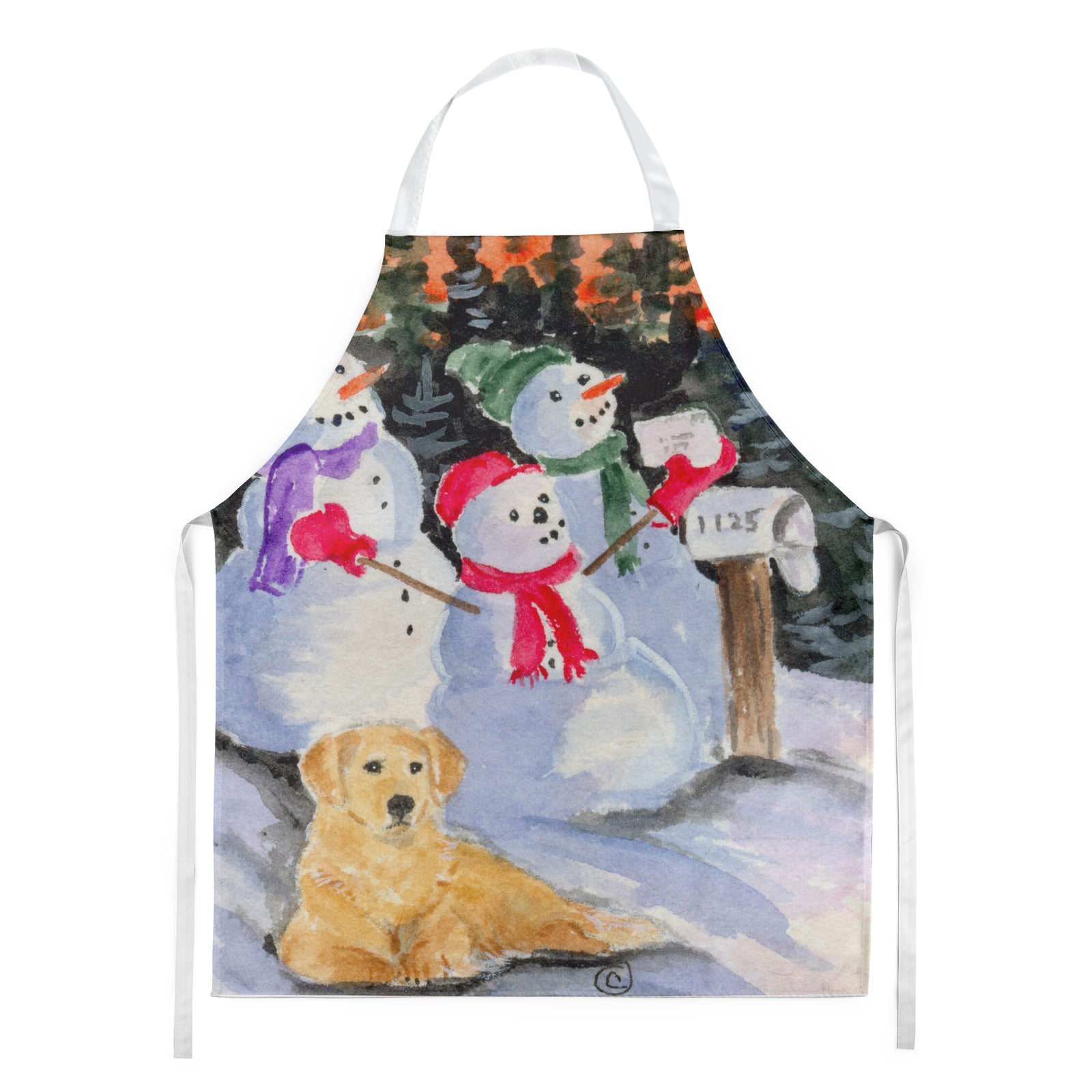 Snowman with Golden Retriever Apron - the-store.com