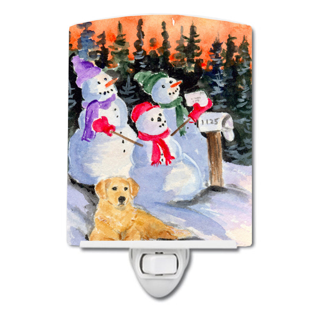 Snowman with Golden Retriever Ceramic Night Light SS8989CNL - the-store.com