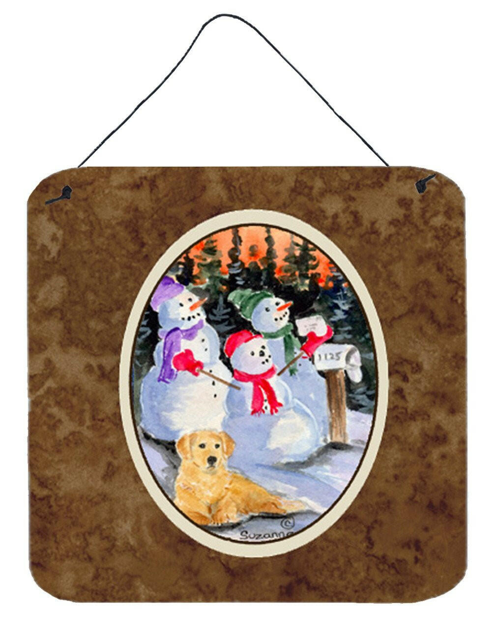 Snowman with Golden Retriever Aluminium Metal Wall or Door Hanging Prints by Caroline's Treasures