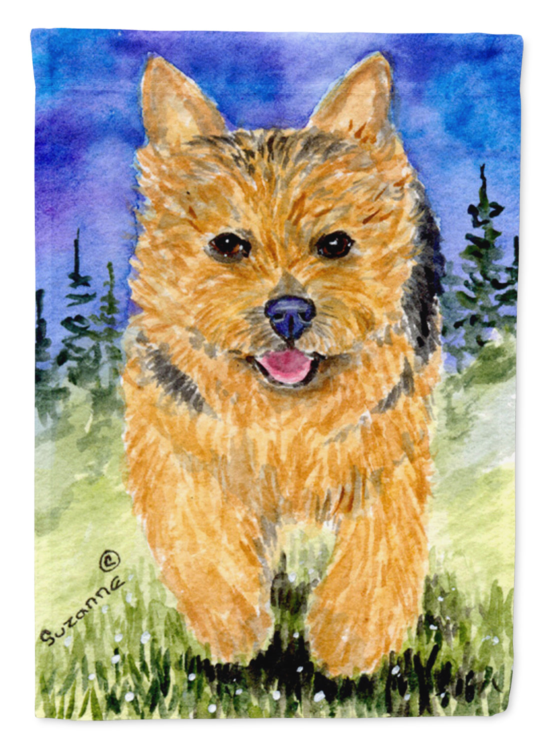 Norwich Terrier Flag Garden Size.