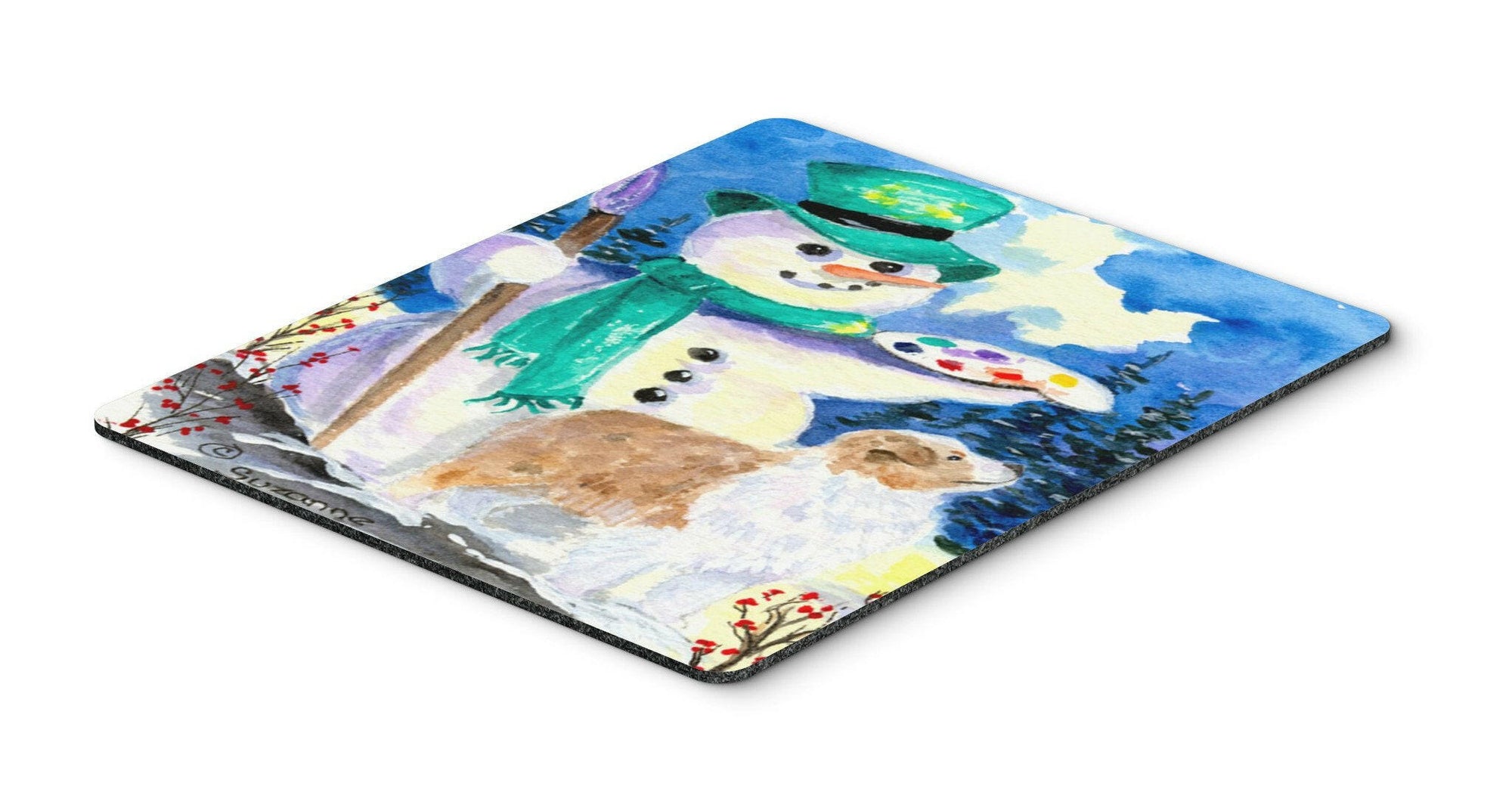 Snowman with Australian Shepherd Mouse Pad / Hot Pad / Trivet by Caroline's Treasures