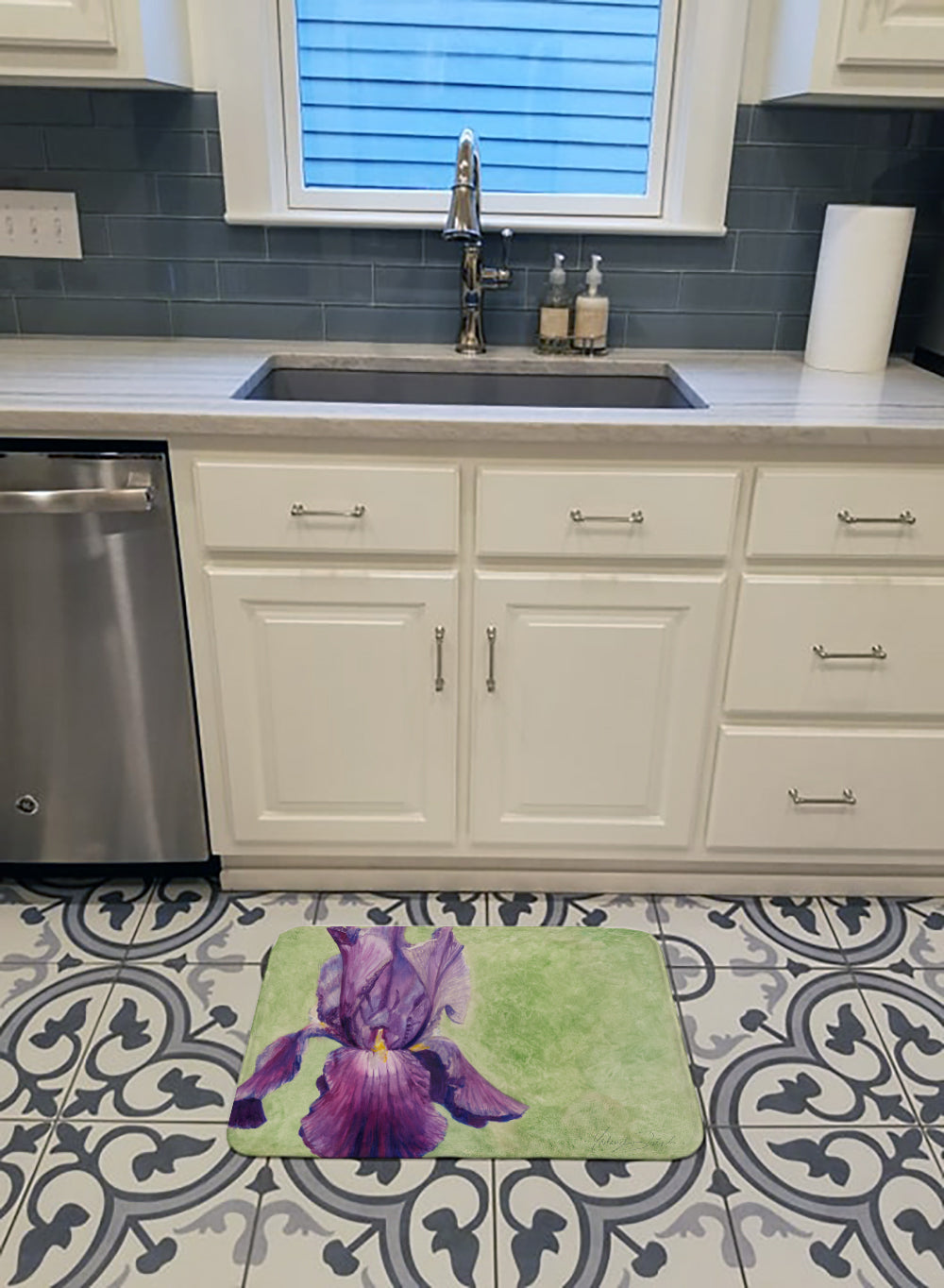 Purple Iris by Malenda Trick Machine Washable Memory Foam Mat TMTR0234RUG - the-store.com