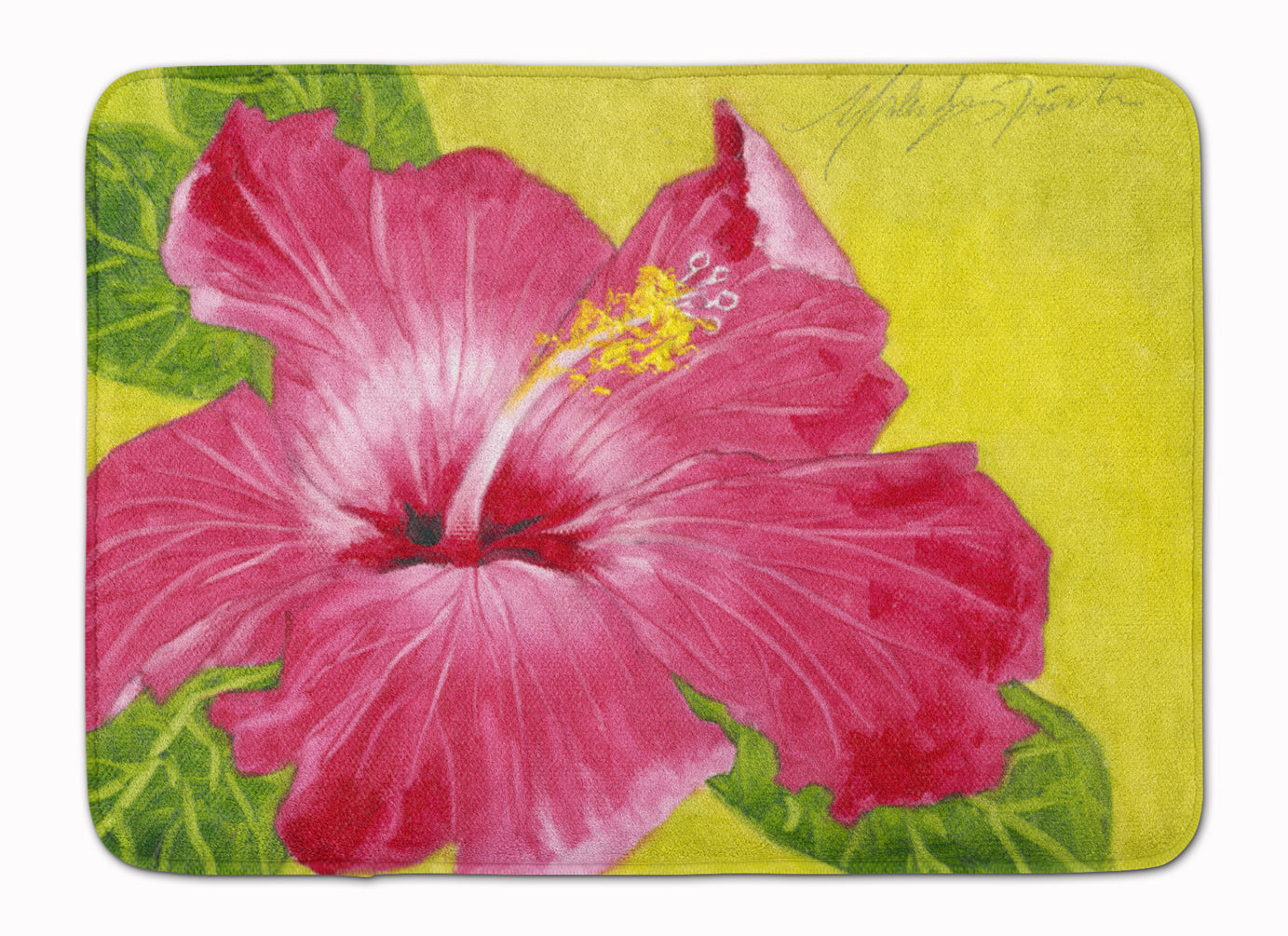 Hot Pink Hibiscus by Malenda Trick Machine Washable Memory Foam Mat TMTR0317RUG - the-store.com