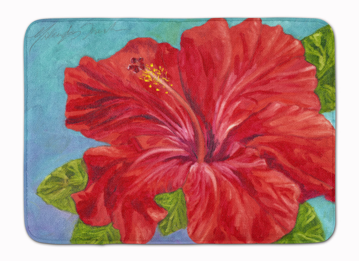 Red Hibiscus by Malenda Trick Machine Washable Memory Foam Mat TMTR0319RUG - the-store.com