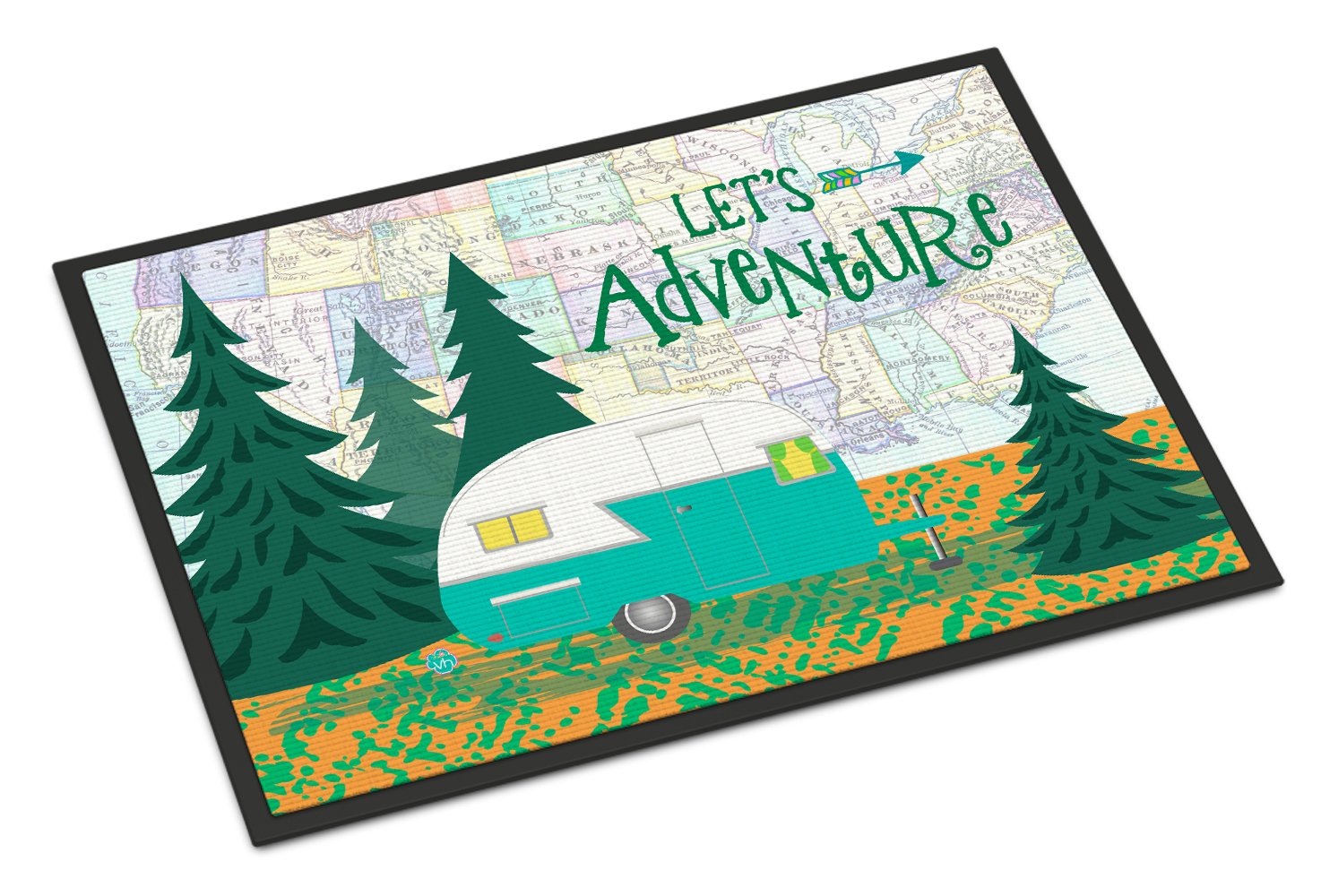 Let's Adventure Glamping Trailer Indoor or Outdoor Mat 24x36 VHA3003JMAT by Caroline's Treasures