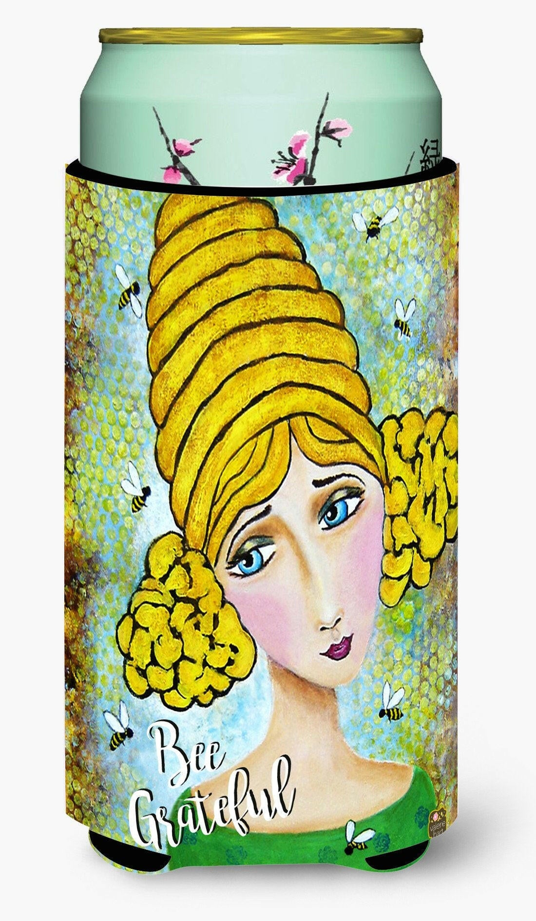 Bee Grateful Girl with Beehive Tall Boy Beverage Insulator Hugger VHA3008TBC by Caroline's Treasures