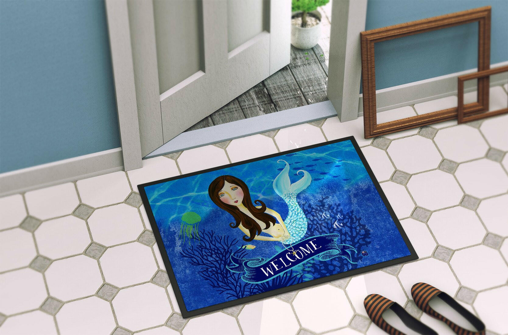 Welcome Mermaid Indoor or Outdoor Mat 24x36 VHA3010JMAT - the-store.com