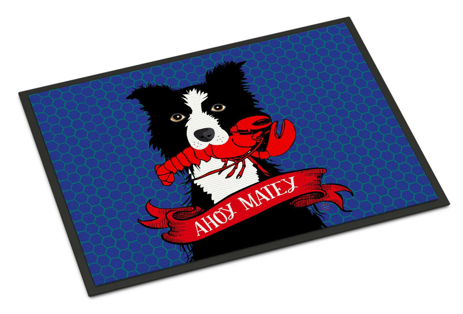 Ahoy Matey Nautical Border Collie Indoor or Outdoor Mat 24x36 VHA3011JMAT - the-store.com