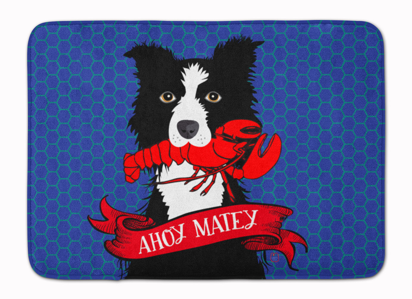 Ahoy Matey Nautical Border Collie Machine Washable Memory Foam Mat VHA3011RUG - the-store.com