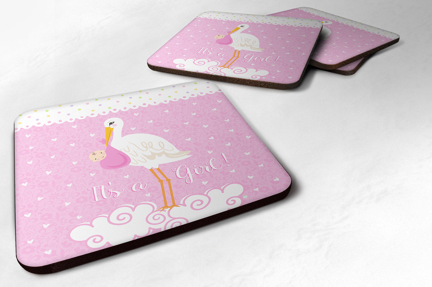 It's a Baby Girl Foam Coaster Set of 4 VHA3013FC - the-store.com